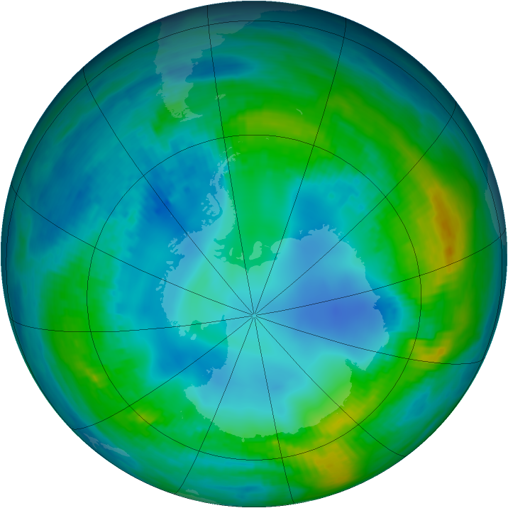 Antarctic ozone map for 08 May 1984